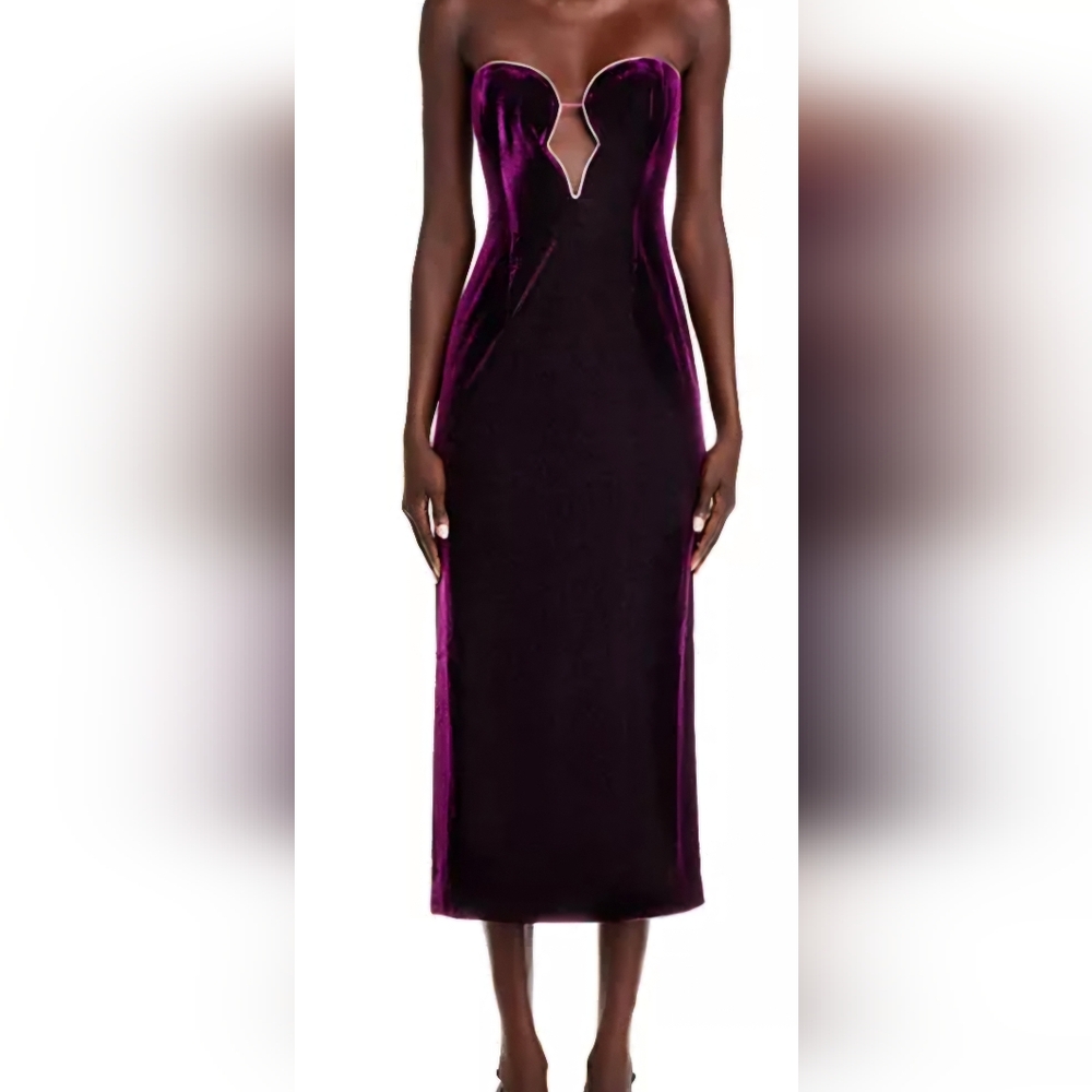 Strapless Purple Velvet Dress - NWT